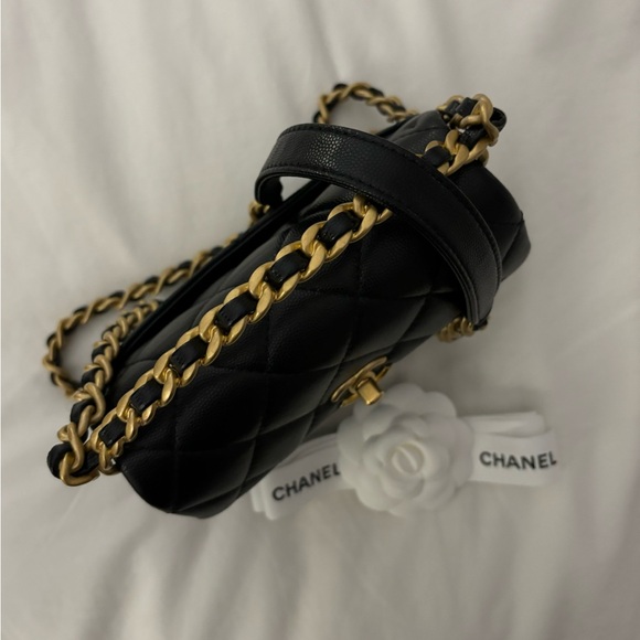 CHANEL 🖤 24S Black Caviar Leather Rue Cambon Mini Top Handle Bag - Picture 12 of 16